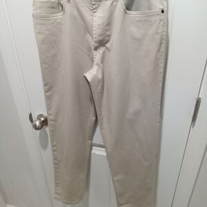 Haggar Men's 33/30 Light Khaki Denim Straight Leg 5 Pocket Pants